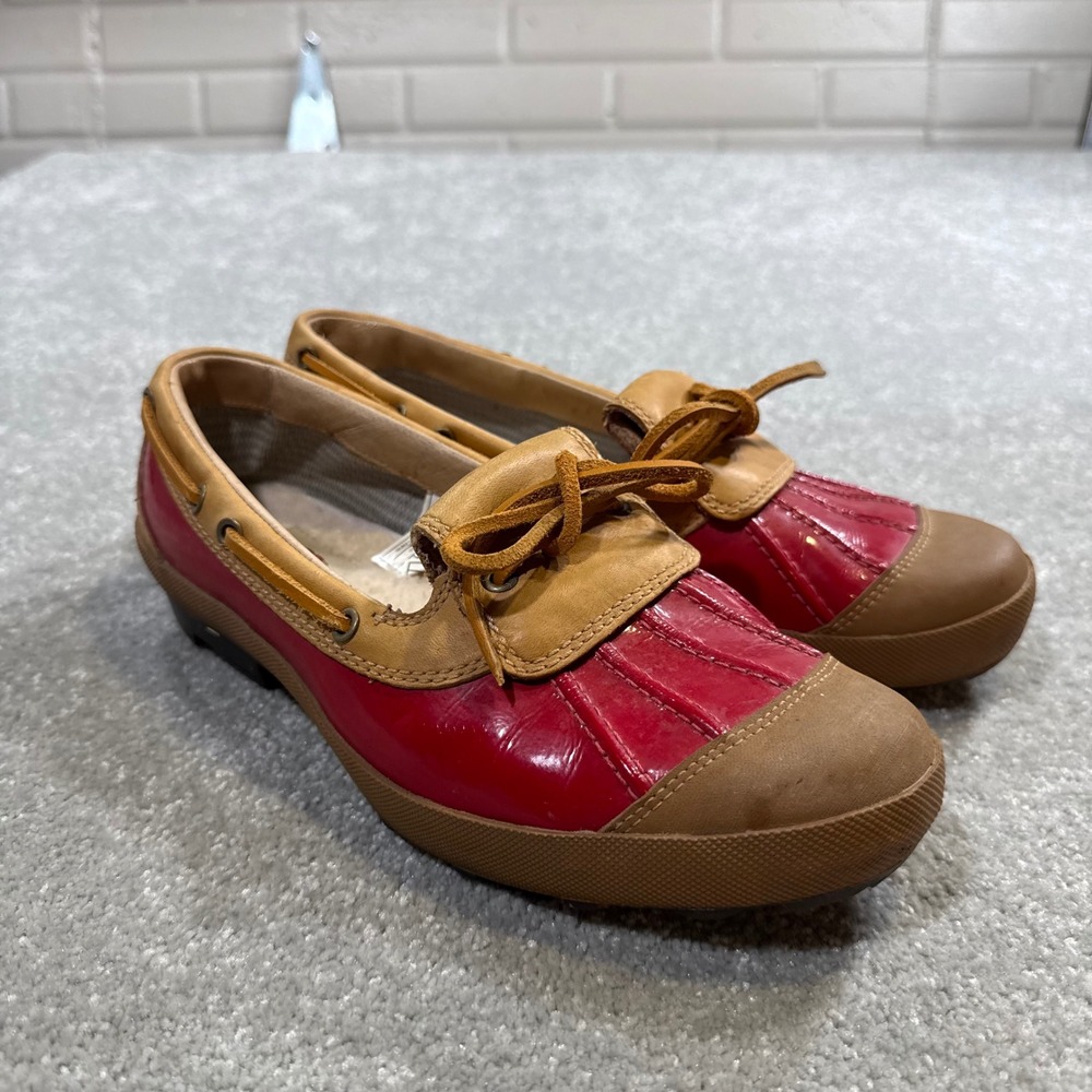 UGG Ashdale Leather Duck Moccasins Red Patent Shoe Sheepskin Waterproof 8.5 Gorp